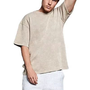 T-shirt personnalisé avec logo, effet délavé, pour homme, taille oversize, grande taille, coton léger, motif uni vintage, longueur longue, graphisme personnalisé - Product Image 5