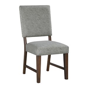 Moderne sedie da pranzo grigie Set di 2 legno in noce con tessuto imbottito sedile e sedie laterali posteriori per sala da pranzo - Product Image 1