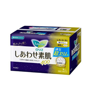 Serviettes hygiéniques de nuit extra longues Japan KAO Laurier Bare Skin Super Slim 40cm avec ailettes, 9 unités, fabriquées au Japon, 40cm pour la nuit. - Product Image 2