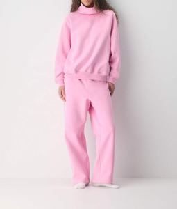Womens Light Pink <b>Mock</b> <b>Neck</b> Sweatshirt Premium Heavyweight Fleece Pullover Oversized Loungewear Casual Activewear <b>Top</b> - Product Image 4