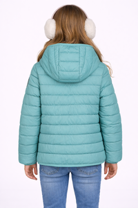 Premium Kids Teal Hooded Puffer Jacket, Ultra-Lightweight Warm Quilted Winter jacket with Soft Insulated <b>Padding</b> - Product Image 3