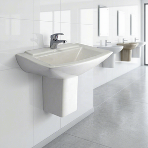Lavabo demi-pied en céramique moderne européen Eros Square, luxe, à fixation murale, pour usage hospitalier, exportation Inde - Product Image 2