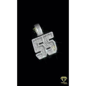 "55" Number Pendant Lab Grown Diamond <b>Iced</b> <b>Out</b> Hip Hop Necklace Bling <b>Chain</b> Luxury Jewelry Gift - Product Image 2