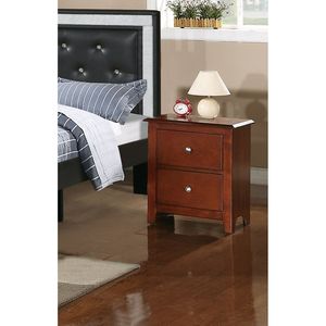 Comodino in Legno Color Ciliegia con 2 Cassetti, Tavolino per Camera da Letto - Product Image 3