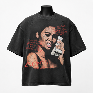 เสื้อยืดโอเวอร์ไซส์ลายกราฟิกสไตล์วินเทจสำหรับผู้ชาย ผ้าฝ้าย ลุคสตรีทแวร์ ล้างสีแบบแอซิดวอช รับผลิตแบบ OEM ODM - Product Image 1