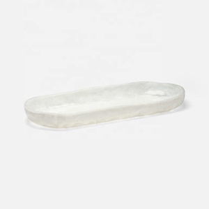 Handmade Luxury <b>Yellow</b> Resin Modern Serving Tray Marble Swirl for Wedding Diwali Multi-Functional Vanity Organizer <b>Table</b> Decor - Product Image 4