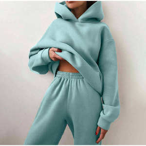 Conjunto Deportivo Nuevo de Alta Calidad para Mujer, Traje de Dos Piezas con Sudadera con Capucha de Forro Polar Cálido, Sudaderas Holgadas de Moda Otoño Invierno - Product Image 3