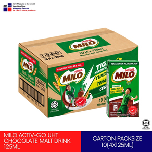 NESTLE MILO UHT 125ml Bevanda al <span class=keywords><strong>Malto</strong></span> al Cioccolato Pronta da Bere Halal Confezione Monodose Pratica <span class=keywords><strong>Misto</strong></span> in Contenitore Singolo Malesia Ingrosso - Product Image 2