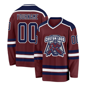 Maillots de hockey sur glace personnalisés de haute qualité, résistants au vent, écologiques, avec nom et numéro brodés en 3D, 100% polyester sergé - Product Image 2