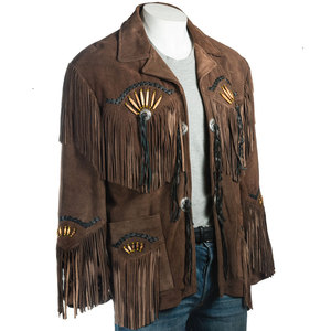 <b>Men's</b> Premium <b>Suede</b> Leather Fringe <b>Jacket</b> Genuine Leather Winter Wear Plain Dyed Style Custom Sizing Private Label Wholesale - Product Image 3