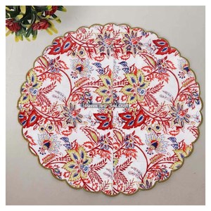 Handmade Printed Modern <b>Round</b> <b>Table</b> Napkin 100% Cotton Unique Design for Airplane, Hotels and Home Use EN123 - Product Image 1