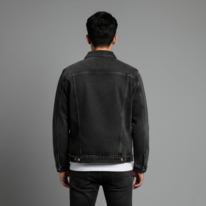 2026 Oem Premium Quality Custom Logo <b>Long</b> Sleeve Classic Oversized Casual Denim Winter Washed Black Button up <b>Men's</b> Denim <b>Jacket</b> - Product Image 3