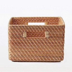 High Quality Handcrafted Natural Rattan <b>Storage</b> Basket with Handles Decorative Organizer <b>Bin</b> <b>for</b> Home Hotel Restaurant Decor - Product Image 3