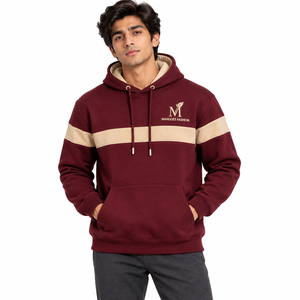 Sweat-shirt à capuche oversize pour homme en molleton noir uni, manches classiques, poche, décontracté, pour l'automne, 100 % coton, séchage rapide, écologique - Product Image 1
