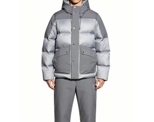 Veste d'hiver pour homme, personnalisée, courte, à capuche, en duvet, avec tissu imperméable et coupe-vent mélangé - Product Image 3