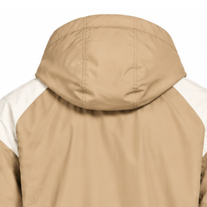 Ensemble short et sweat à capuche en nylon beige colorblock pour homme, fermeture éclair quart, léger, pour course à pied, fitness, entraînement, sportswear décontracté - Product Image 4