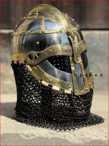 Casco Vikingo de Armadura Vendel, Casco de Guerrero de Metal y Latón con Protección Nasal para Cosplay - Product Image 2