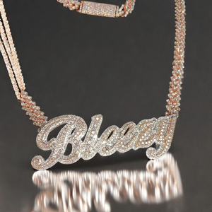 925 Silver Moissanite Diamond Pendant <b>Gold</b> Plated Iced Custom Letter Initial <b>Name</b> <b>Necklace</b> Bling Hip Hop Rapper Parties Jewelry - Product Image 3