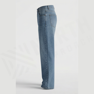 Straight-Leg <b>High</b> <b>Waist</b> Stonewashed Denim <b>Jeans</b> <b>Men</b> Regular Fit Cotton Casual Autumn Style Pants - Product Image 3