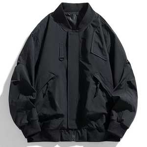 Stylish Boxy PU Leather Bomber Classic Comfortable Coated Stand Collar Front Logo Flight Bomber reversible bomber <b>jackets</b> - Product Image 1