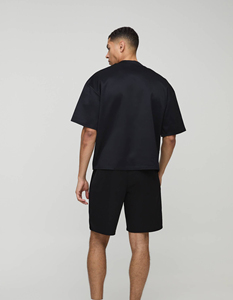 Conjunto de Verano Transpirable de Algodón Liso, Personalizable con Logotipo, Estilo Urbano Vintage, OEM, de Lujo, Oversize, con Hombros Caídos, para Hombre - Product Image 2
