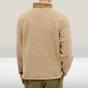 Nouvelle veste polaire berbère personnalisée pour homme, demi-zip, poche plaquée sur la poitrine, veste chaude à enfiler pour l'automne et l'hiver - Product Image 2