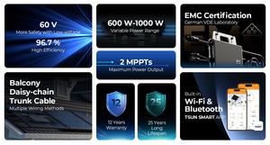 Micro-onduleur TSUN GEN3 2-en-1 (600W-1000W) avec câble en série/racine/balcon 60V, efficacité 97% - Product Image 5