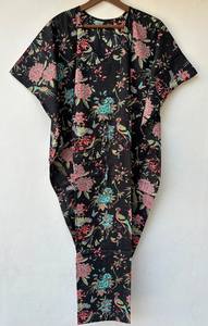 Nuevo Kaftán Naaz Textile con Estampado Animal, Cuello en V, Cordón Ajustable, Manga Corta, Corte Evase, Estilo Indio, 100% Algodón Suave, con Encaje, para Mujer - Product Image 4