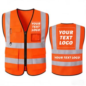 Gilet de sécurité haute visibilité personnalisé avec logo, multi-poches, réfléchissant, pour le travail, la construction, la sécurité, avec poche pour carte d'identité - Product Image 2
