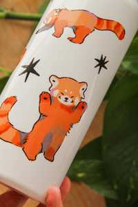 Linda botella de agua de acero inoxidable con diseño de panda rojo, con tapa, portátil, de gran capacidad, para viaje. - Product Image 3