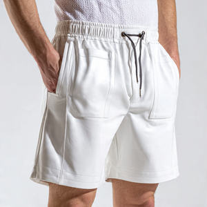 Shorts en cuir pour homme, taille haute à cordon de serrage, couleur unie, respirants, écologiques, pour le cyclisme et le streetwear - Product Image 1