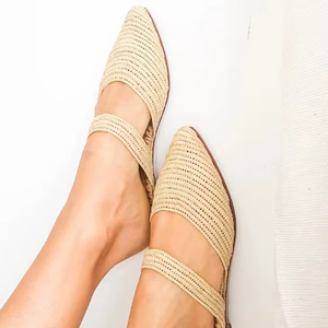 Mules d'été en raphia faites à la main : Babouches marocaines - Product Image 1