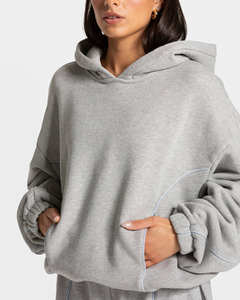 Survêtements pour femmes les plus vendus, sur mesure, gris clair avec passepoil, 2 pièces, respirants, vêtements de sport et de loisirs, ensembles de survêtements pour femmes - Product Image 4