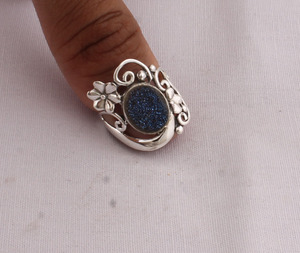 Wholesale Natural Druzy <b>Quartz</b> <b>Ring</b> 925 Sterling Silver Sparkly Geode Gemstone <b>Ring</b> Handmade Vintage Statement <b>Rings</b> for Women - Product Image 2