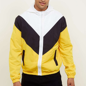 Men's Plus Size New Fashion Color <b>Block</b> Windbreaker Jacket Customizable Zip-up Waterproof Outdoor Hooded - Product Image 1