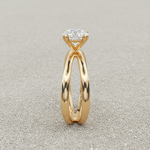 Anillo de compromiso solitario de oro macizo Stonewels con diseño de cable entrecruzado redondo, apto para certificación |   Cesta de trébol vintage con engaste de púas - Product Image 2