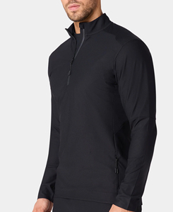 Sudadera Ligera de Manga Larga con Cierre de Cremallera para Hombre, Color Negro, Corte Ajustado, Tejido Transpirable de Secado Rápido, Estilo Deportivo, para Otoño e Invierno - Product Image 1