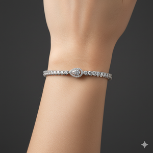 Pulsera de tenis de lujo con halo de diamantes de corte pera cultivados en laboratorio, hecha a mano en plata de ley 925, joyería fina, personalizada, OEM, marca privada - Product Image 6