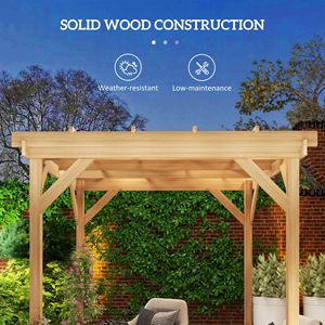 Pergola en bois brun foncé 6,6 x 6,6 m pour extérieur, structure stable, gazebo et treillis pour plantes grimpantes - Product Image 4
