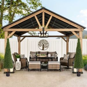 Set di 2 Cespugli Artificiali di Cedro Resistente ai Raggi UV, Alberi Conici Topiari Finti, Piante in Vaso Artificiali, Sempreverdi Effetto Ghiaccio, Altezza 180 cm - Product Image 5