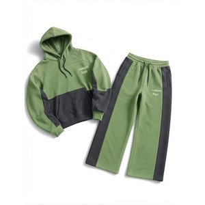 Conjunto Deportivo Unisex con Capucha y Bloques de Color, 100% Algodón, 450 g/m², Sudadera Casual con Bolsillos y Cordón Ajustable - Product Image 1