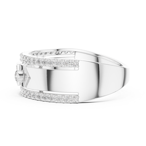 ROYAL CITADEL CUT LAB GROWN DIAMOND BAND SET 18KT WHITE GOLD RHODIUM PLATED MINIMALIST WEDDING ENGAGEMENT PARTY DAILY OFFICE <b>MEN</b> - Product Image 2
