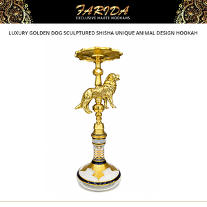 Cachimbas Farida de Primera Calidad, Cachimba de Lujo Egipcia con Escultura de Perro Dorado, Diseño Animal Único, Juego Completo de Cachimba - Product Image 3