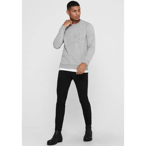 Pull sportif texturé à col rond et manches longues pour homme, coupe ample, 100 % coton molletonné, imprimé numériquement, design personnalisé OEM - Product Image 4