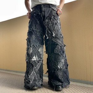 Jeans Personalizados de Moda, Estilo Hip Hop, Corte Bajo, Holgados, Rectos, Tallas Grandes para Hombre, de Alta Calidad - Product Image 2