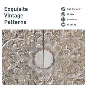 Gabinete de Madera Tallada a Mano con Diseño Floral, Unidad de Almacenamiento Rústica de Doble Puerta - Product Image 4