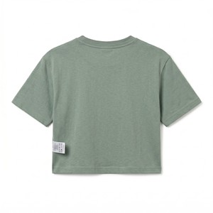 T-shirt court personnalisé avec strass, débardeur vert sauge à col rond et manches courtes, chemise décontractée pour femme, tenue d'été - Product Image 4