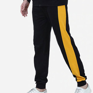 <b>Men's</b> Black Yellow Color Blocking Tracksuit Full Zip <b>Turtleneck</b> Sporty Style With Side Pockets Regular Fit Autumn Wear - Product Image 2