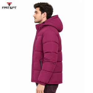 Doudoune d'hiver matelassée coupe-vent à col montant, épaisse, coupe classique, couleur unie, fermeture éclair, vêtement d'extérieur décontracté - Product Image 3