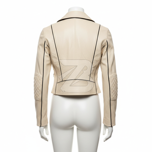 Genuine Leather <b>Women</b> Cropped Moto <b>Jacket</b> Custom Logo OEM ODM Wholesale Contrast Zipper Fashion Outerwear - Product Image 3